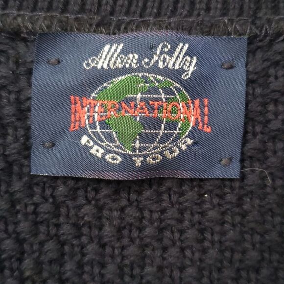 VTG Allen Solly Pro Tour Cardigan Sweater Mens Med V Neck Argyle Golf Oversized - Picture 2 of 6